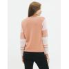 Cable Stitch Women’s Contrast-Sleeve Cotton Sweater – Crewneck Long Sleeve Knitted Pullover Top(Nutmeg)