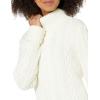 Cable Stitch Women’s Cotton Blend Cable Knit Turtleneck Pullover Sweater – Fisherman Long Sleeve Chunky Textured Top(Ivory)