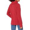 Cable Stitch Women’s Cotton Blend Cable Knit Turtleneck Pullover Sweater – Fisherman Long Sleeve Chunky Textured Top(Red)