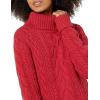 Cable Stitch Women’s Cotton Blend Cable Knit Turtleneck Pullover Sweater – Fisherman Long Sleeve Chunky Textured Top(Red)
