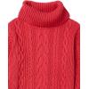 Cable Stitch Women’s Cotton Blend Cable Knit Turtleneck Pullover Sweater – Fisherman Long Sleeve Chunky Textured Top(Red)