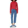Cable Stitch Women’s Cotton Blend Cable Knit Turtleneck Pullover Sweater – Fisherman Long Sleeve Chunky Textured Top(Red)