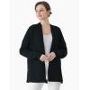 Cable Stitch Women’s Cotton Ribbed Button Sweater Cardigan – Open Front Long Sleeve Knit Cover-up Coat(Black)