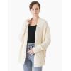 Cable Stitch Women’s Cotton Ribbed Button Sweater Cardigan – Open Front Long Sleeve Knit Cover-up Coat(Cream)