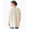 Cable Stitch Women’s Cotton Ribbed Button Sweater Cardigan – Open Front Long Sleeve Knit Cover-up Coat(Cream)