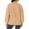 Cable Stitch Women’s Cozy Boucle V-Neck Sweater – Long Balloon Sleeve Oversized Solid Color Pullover Knit Top(Camel)