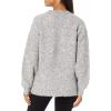 Cable Stitch Women’s Cozy Boucle V-Neck Sweater – Long Balloon Sleeve Oversized Solid Color Pullover Knit Top(Heather Grey)
