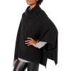 Cable Stitch Women’s Cozy Cowl Neck Poncho – 3/4 Sleeve Oversized Turtleneck Sweater Pullover Cape Top(Black)