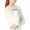 Cable Stitch Women’s Cozy Crewneck Sweater – Contrast Tipping Long Sleeve Pullover Knit Top(Ivory)