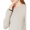 Cable Stitch Women’s Cozy Crewneck Sweater – Contrast Tipping Long Sleeve Pullover Knit Top(Light Grey)