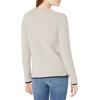Cable Stitch Women’s Cozy Crewneck Sweater – Contrast Tipping Long Sleeve Pullover Knit Top(Light Grey)