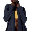 Cable Stitch Women’s Cozy Shawl Cardigan – Open Front Long Sleeve Sweater Cover-Up Knit Coatigan with Pockets(Navy)