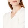Cable Stitch Women’s Cozy V-Neck Pullover Sweater – Soft Long Sleeve Loose Fit Solid Color Knitted Top(Ivory)