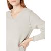 Cable Stitch Women’s Cozy V-Neck Pullover Sweater – Soft Long Sleeve Loose Fit Solid Color Knitted Top(Light Grey)