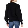 Cable Stitch Women’s Cropped Textured Cardigan – Button Front V-Neck Shaker Fisherman Stitch Balloon Sleeve Oversized Sweater(Black)