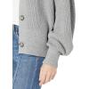 Cable Stitch Women’s Cropped Textured Cardigan – Button Front V-Neck Shaker Fisherman Stitch Balloon Sleeve Oversized Sweater(Heather Grey)