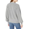 Cable Stitch Women’s Cropped Textured Cardigan – Button Front V-Neck Shaker Fisherman Stitch Balloon Sleeve Oversized Sweater(Heather Grey)
