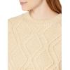 Cable Stitch Women’s Diamond Cable Crewneck Sweater – Long Sleeve Pullover Top(Sand)