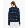 Cable Stitch Women’s Dotted Stripe Sweater – Crewneck Long Sleeve Knitted Pullover Top(Multi-navy)
