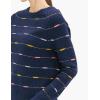 Cable Stitch Women’s Dotted Stripe Sweater – Crewneck Long Sleeve Knitted Pullover Top(Multi-navy)