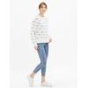 Cable Stitch Women’s Dotted Stripe Sweater – Crewneck Long Sleeve Knitted Pullover Top(Multi-white)