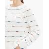 Cable Stitch Women’s Dotted Stripe Sweater – Crewneck Long Sleeve Knitted Pullover Top(Multi-white)