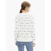 Cable Stitch Women’s Dotted Stripe Sweater – Crewneck Long Sleeve Knitted Pullover Top(Multi-white)