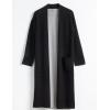 Cable Stitch Women’s Double Faced Open Front Cardigan – Contrast Colors Long Sleeve Sweater Coat with Pockets(Black)