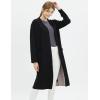 Cable Stitch Women’s Double Faced Open Front Cardigan – Contrast Colors Long Sleeve Sweater Coat with Pockets(Black)