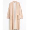 Cable Stitch Women’s Double Faced Open Front Cardigan – Contrast Colors Long Sleeve Sweater Coat with Pockets(Camel)