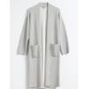 Cable Stitch Women’s Double Faced Open Front Cardigan – Contrast Colors Long Sleeve Sweater Coat with Pockets(Heather Grey)