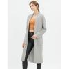 Cable Stitch Women’s Double Faced Open Front Cardigan – Contrast Colors Long Sleeve Sweater Coat with Pockets(Heather Grey)