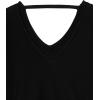 Cable Stitch Women’s Double V-Neck Midi Dress – 3/4 Sleeve Knitted Fall Winter Sweater Dress with Side Slits(Black)
