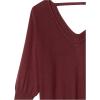 Cable Stitch Women’s Double V-Neck Midi Dress – 3/4 Sleeve Knitted Fall Winter Sweater Dress with Side Slits(Wine)