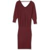 Cable Stitch Women’s Double V-Neck Midi Dress – 3/4 Sleeve Knitted Fall Winter Sweater Dress with Side Slits(Wine)
