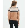 Cable Stitch Women’s Fair Isle Sweater – Classic Vintage Jacquard Long Sleeve Crewneck Pullover Top(Bark)