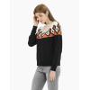 Cable Stitch Women’s Fair Isle Sweater – Classic Vintage Jacquard Long Sleeve Crewneck Pullover Top(Black)