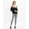 Cable Stitch Women’s Fair Isle Sweater – Classic Vintage Jacquard Long Sleeve Crewneck Pullover Top(Black)