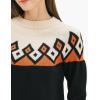 Cable Stitch Women’s Fair Isle Sweater – Classic Vintage Jacquard Long Sleeve Crewneck Pullover Top(Black)