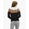 Cable Stitch Women’s Fair Isle Sweater – Classic Vintage Jacquard Long Sleeve Crewneck Pullover Top(Black)