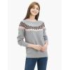 Cable Stitch Women’s Fair Isle Sweater – Classic Vintage Jacquard Long Sleeve Crewneck Pullover Top(Heather Grey)