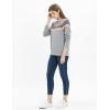 Cable Stitch Women’s Fair Isle Sweater – Classic Vintage Jacquard Long Sleeve Crewneck Pullover Top(Heather Grey)