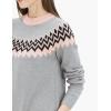 Cable Stitch Women’s Fair Isle Sweater – Classic Vintage Jacquard Long Sleeve Crewneck Pullover Top(Heather Grey)