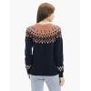 Cable Stitch Women’s Fair Isle Sweater – Classic Vintage Jacquard Long Sleeve Crewneck Pullover Top(Midnight)