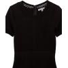 Cable Stitch Women’s Fit-and-Flare Knit Dress – Crewneck Short Sleeve Midi Sweater Dress(Black)
