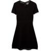Cable Stitch Women’s Fit-and-Flare Knit Dress – Crewneck Short Sleeve Midi Sweater Dress(Black)