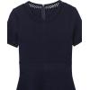 Cable Stitch Women’s Fit-and-Flare Knit Dress – Crewneck Short Sleeve Midi Sweater Dress(Navy)