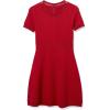 Cable Stitch Women’s Fit-and-Flare Knit Dress – Crewneck Short Sleeve Midi Sweater Dress(Red)