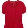 Cable Stitch Women’s Fit-and-Flare Knit Dress – Crewneck Short Sleeve Midi Sweater Dress(Red)