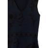 Cable Stitch Women’s Floral Jacquard Dress – V-Neck Sleeveless A-Line Flare Knee-Length Cocktail Sweater Knit Dress(Black/Navy)